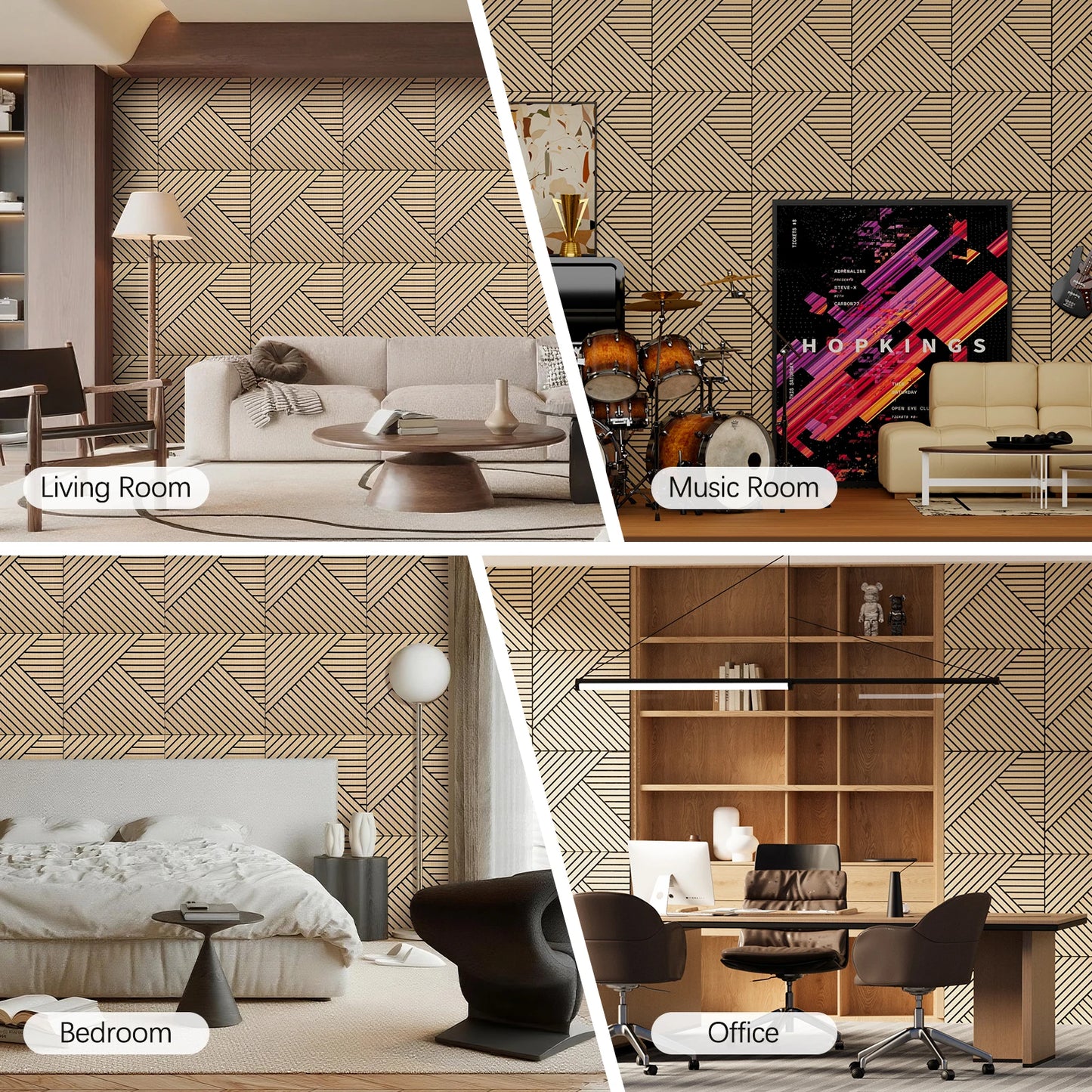 Hign-concerned Acoustic 3D Wood Slat Wall Panels Noise Reduction