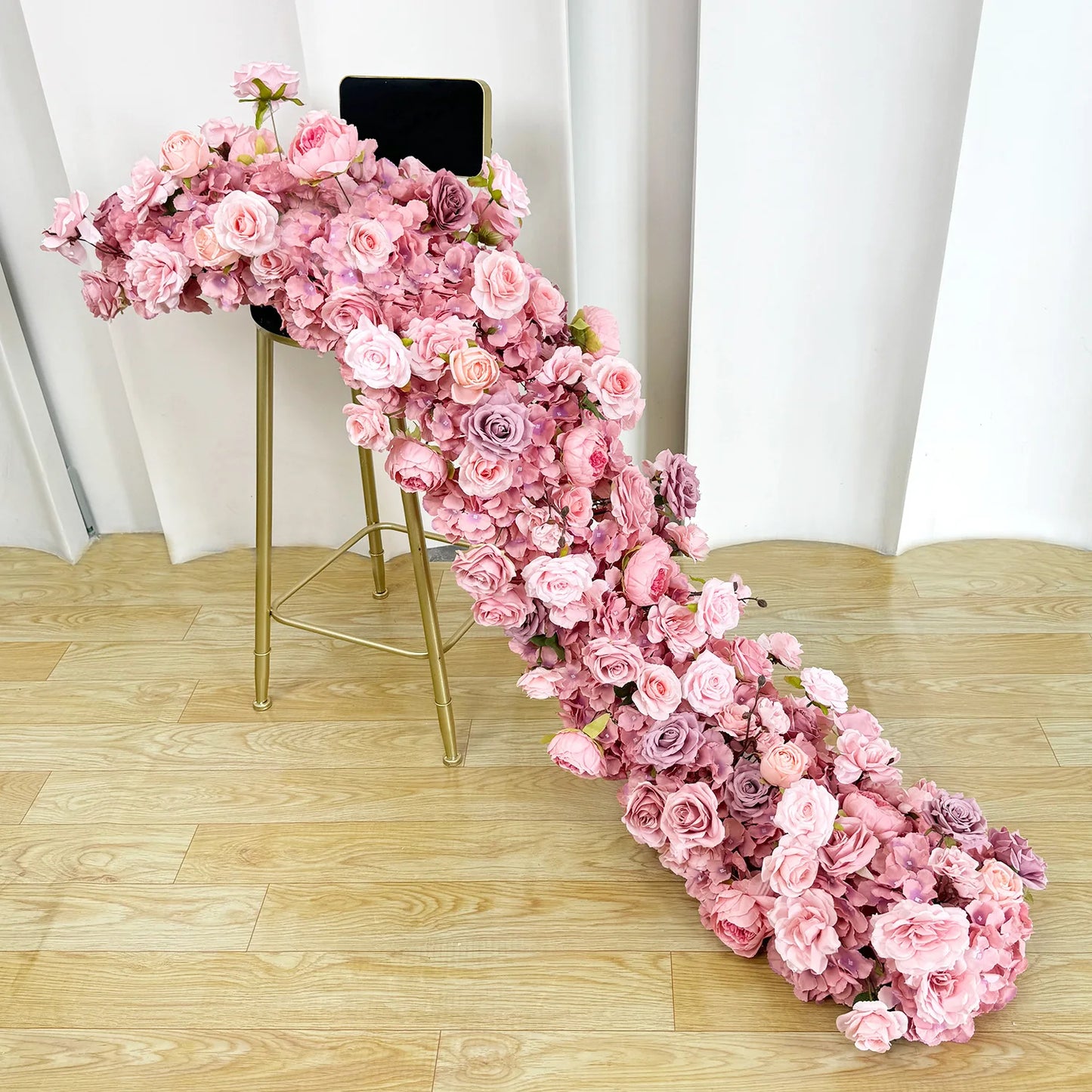 Artificial Rose Flower Runner For Tables Wedding Arch Backdrop Decor