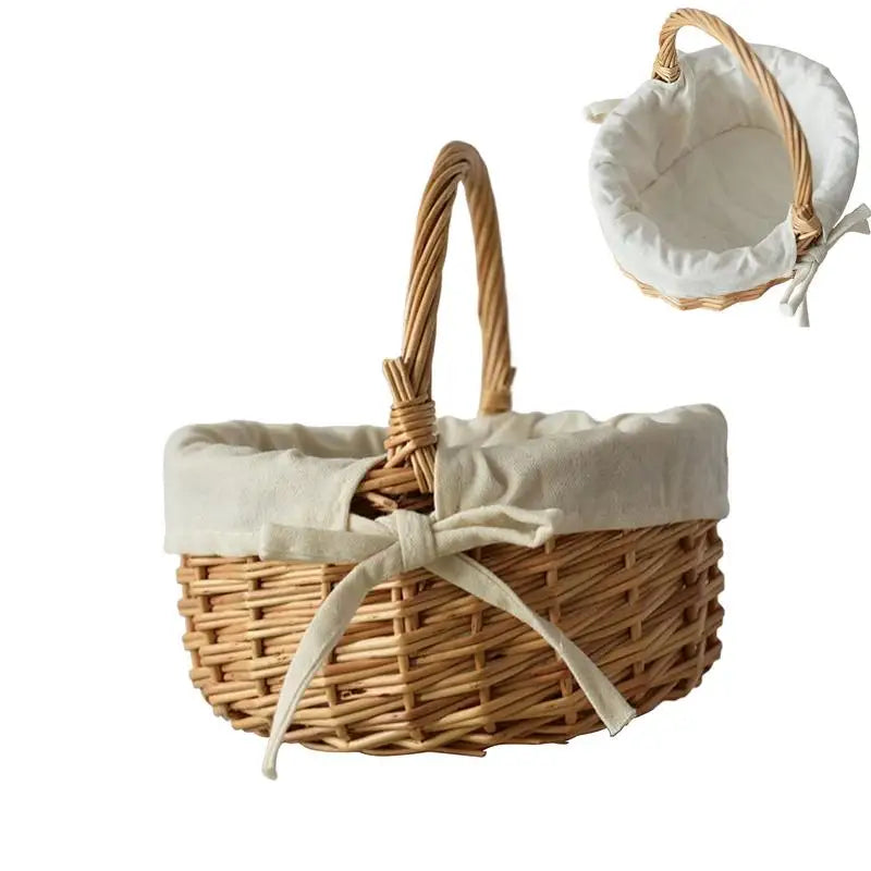 Wicker Wedding Basket Bow Knot for Bridal Flowers and Gifts