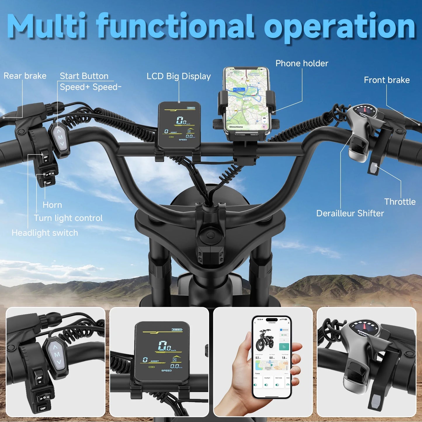 AOVOPRO AP20 Electric Bike 1500W Fat Tire Beast Top Speed