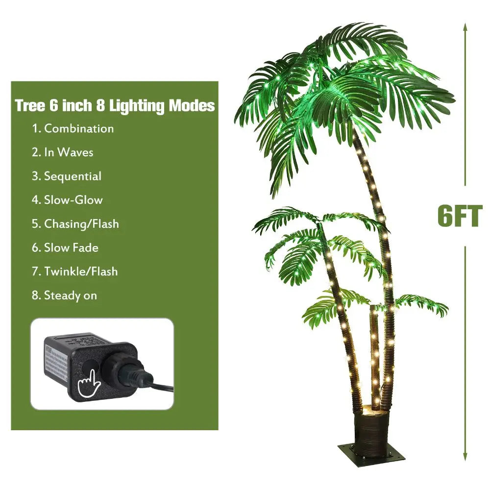 LED Lighted Artificial Palm Tree for Tiki Bar Decoration