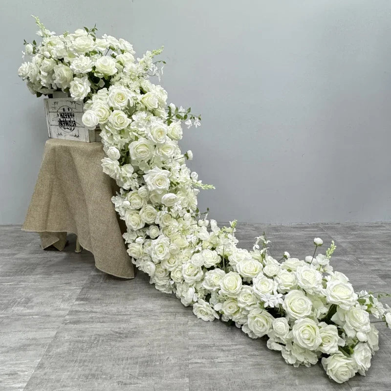 Artificial Rose Flower Runner For Tables Wedding Arch Backdrop Decor