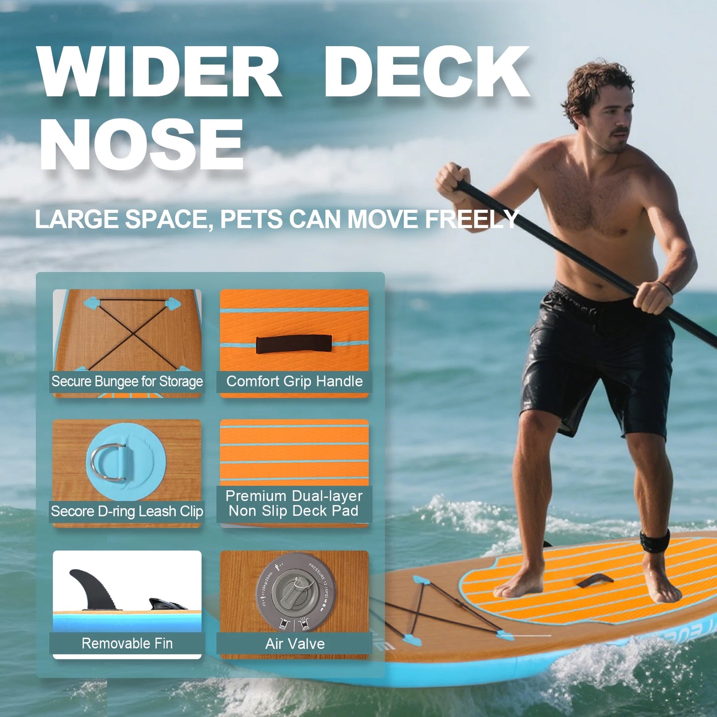 CADALENE Inflatable Paddle Board Stand Up Sup With Premium Accessories