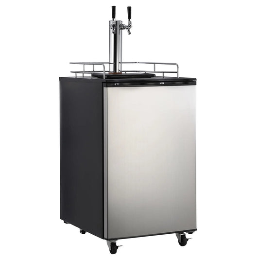 Stainless Steel Kegerator Dual Tap Beer Dispenser With Drip Tray