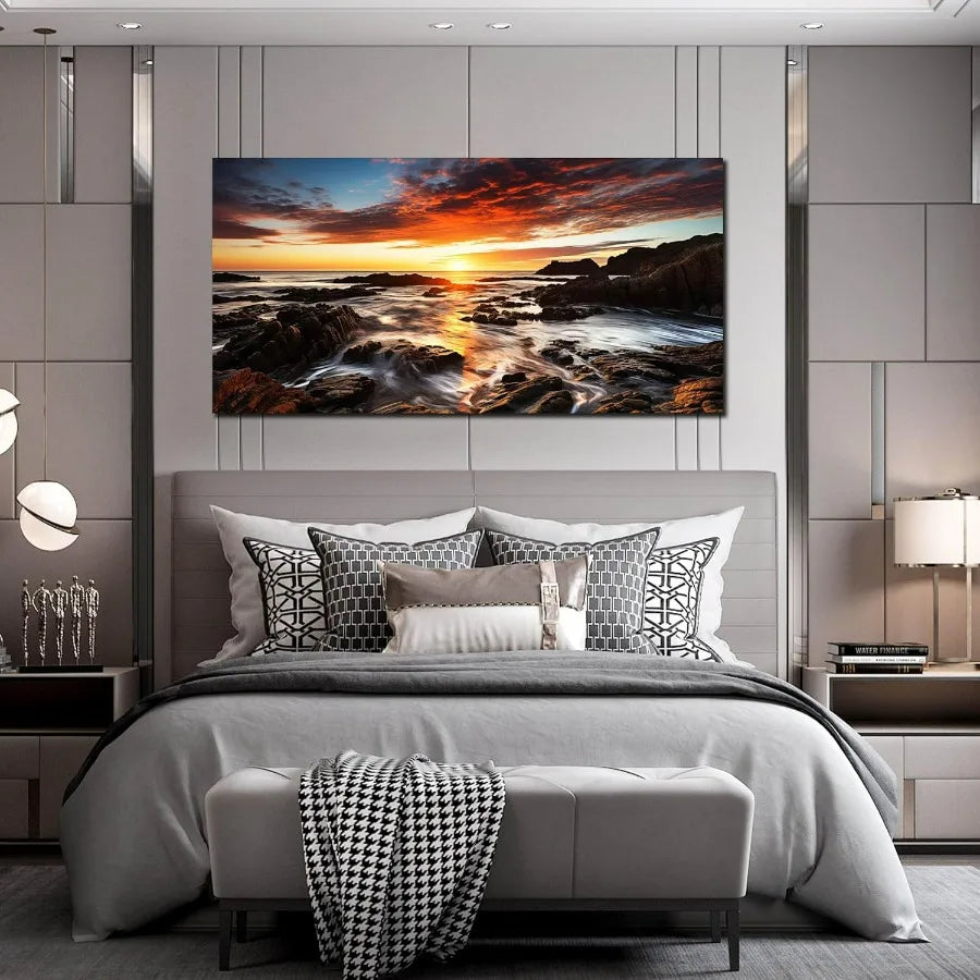 Natural Landscape Canvas Wall Art Ocean Sunset Panorama