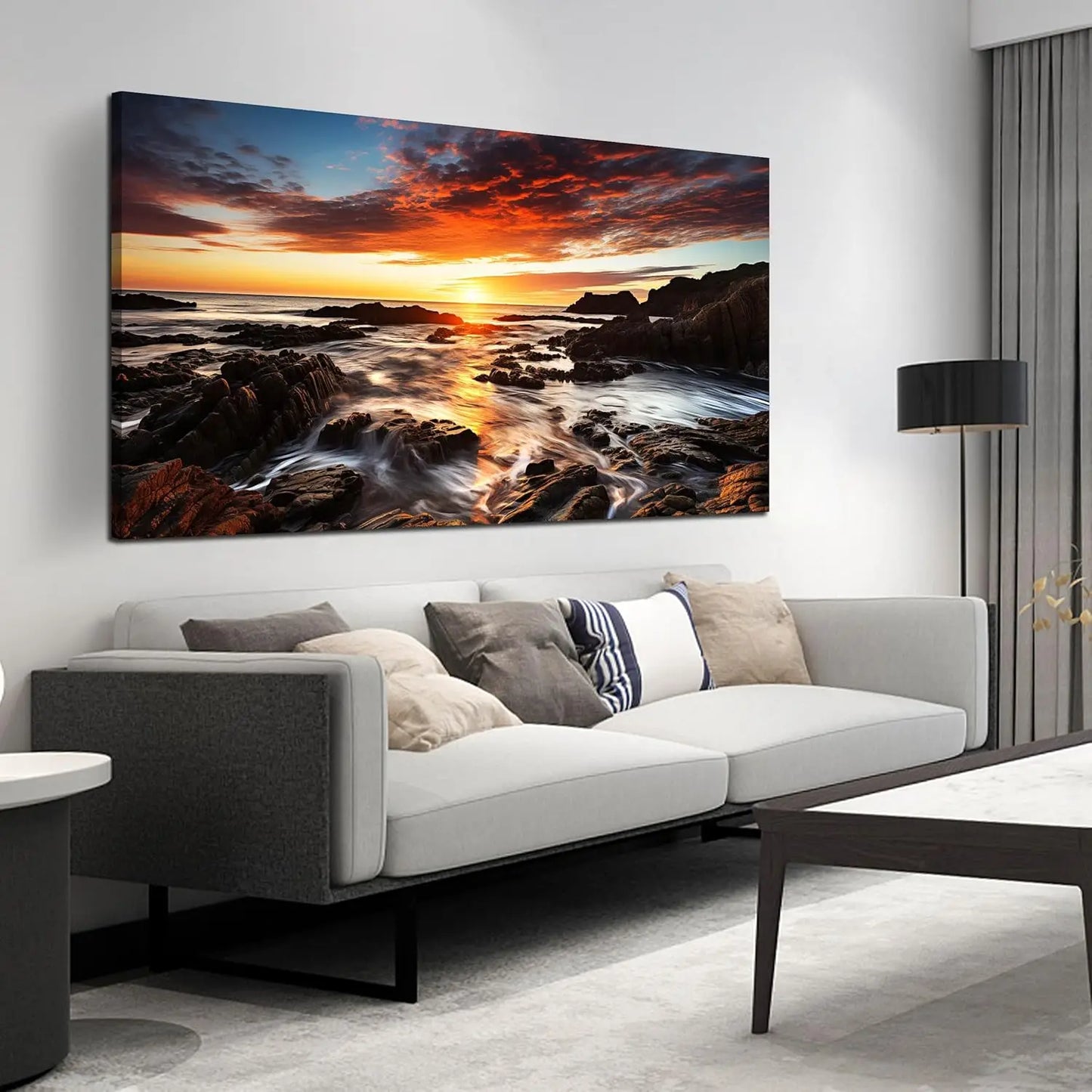 Natural Landscape Canvas Wall Art Ocean Sunset Panorama