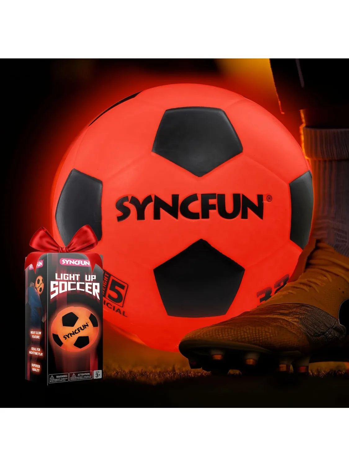 Joyfy Glow In The Dark Light Up Soccer Ball LED Night Sports Gift