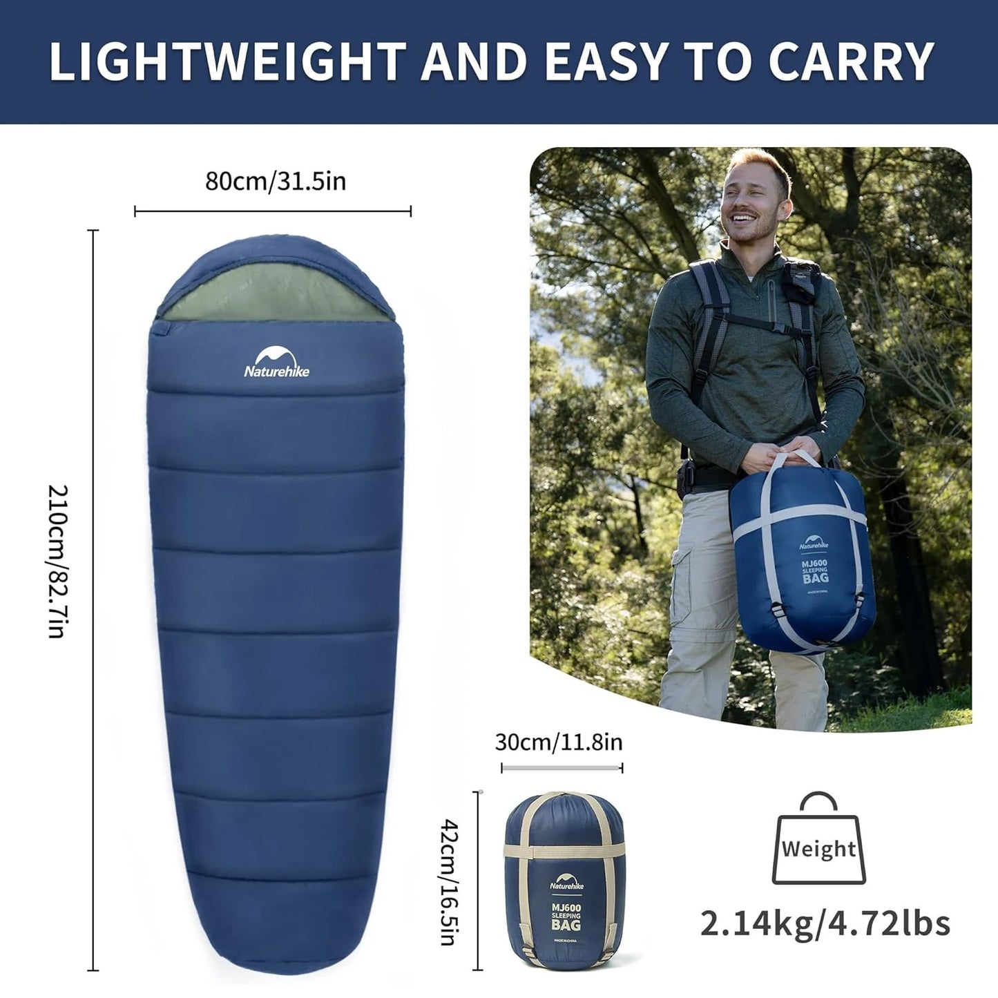 Naturehike Mummy Sleeping Bag MJ300 MJ600 Winter Warm For Adults