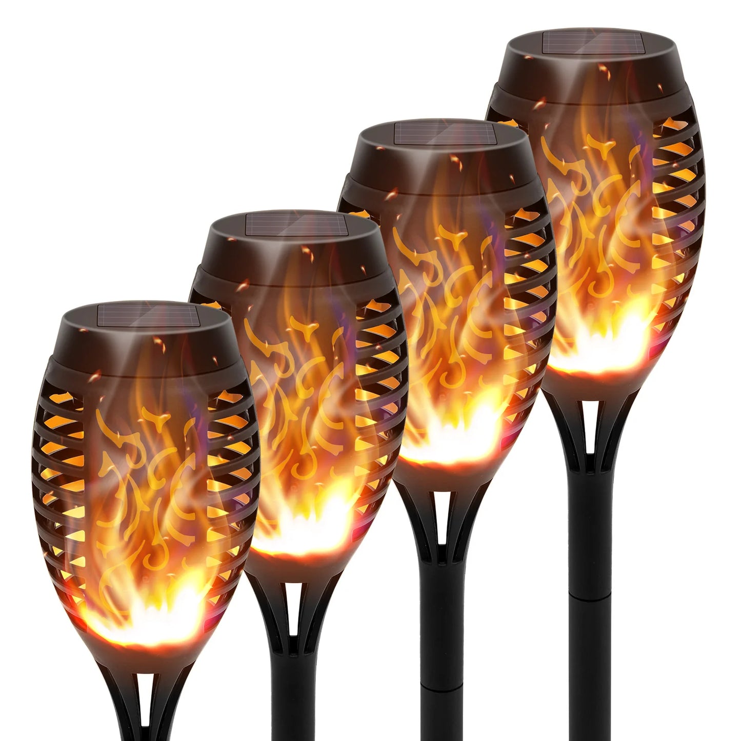 Solar Torch Lights Outdoor Flickering Flame LED Waterproof Pathway Garden