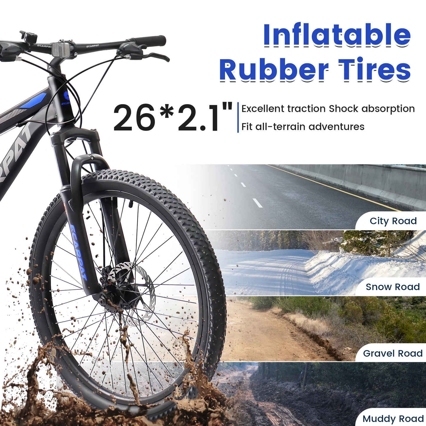 Ecarpat Dual Full Suspension Mountain Bike 21 Speed Disc Brakes