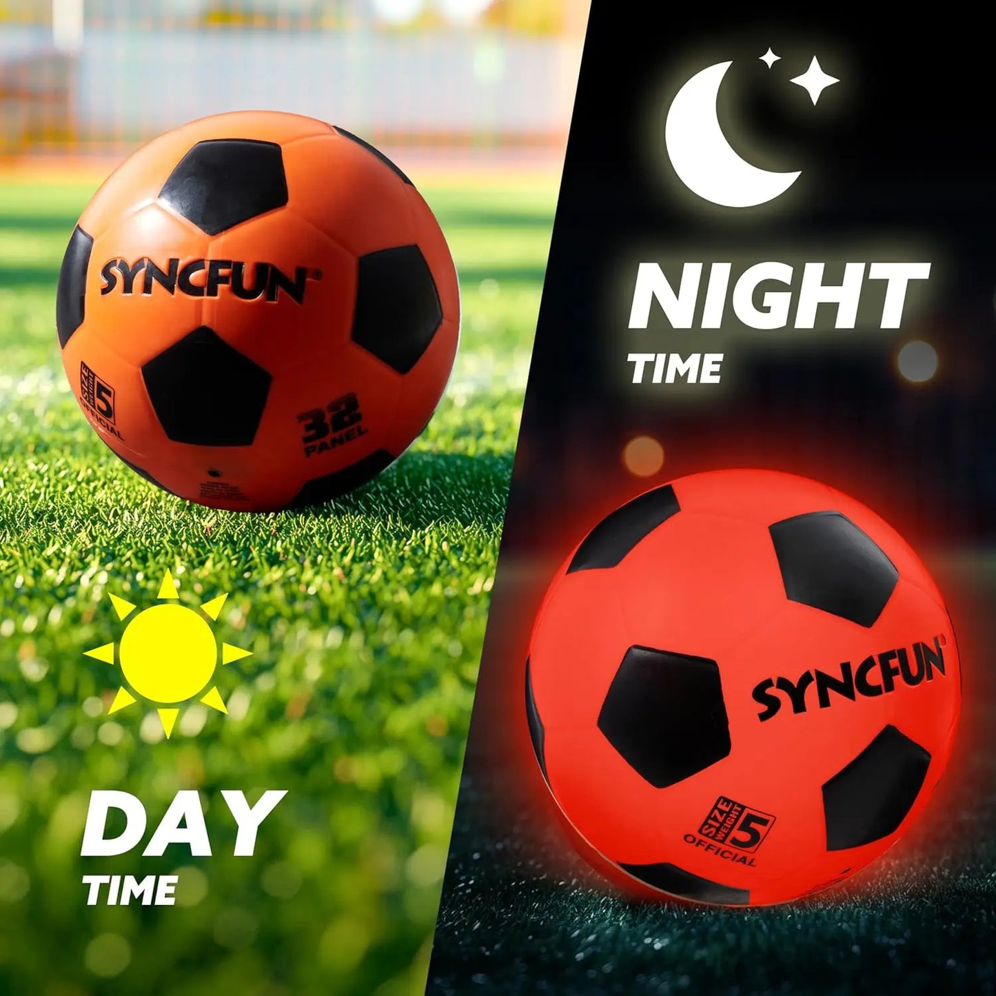 Joyfy Glow In The Dark Light Up Soccer Ball LED Night Sports Gift