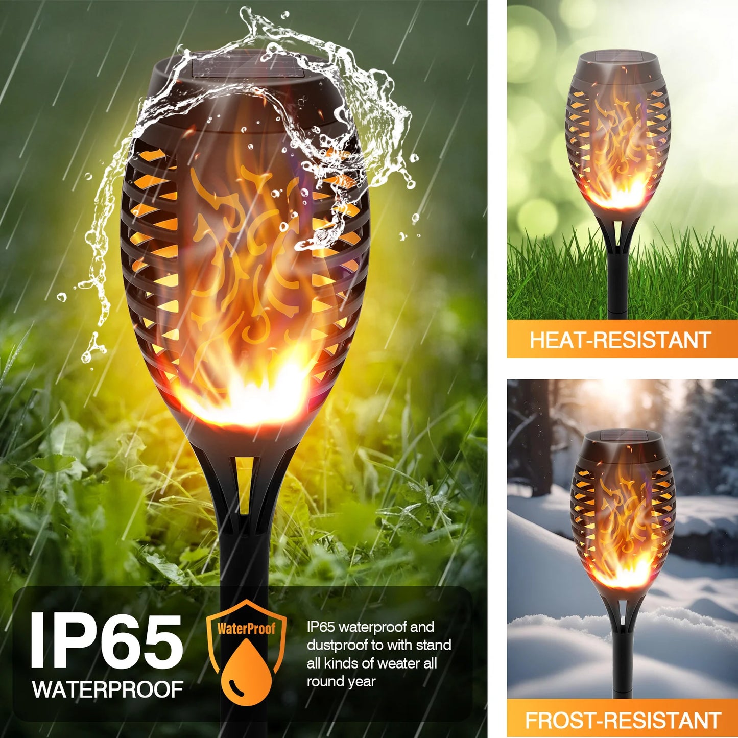 Solar Torch Lights Outdoor Flickering Flame LED Waterproof Pathway Garden